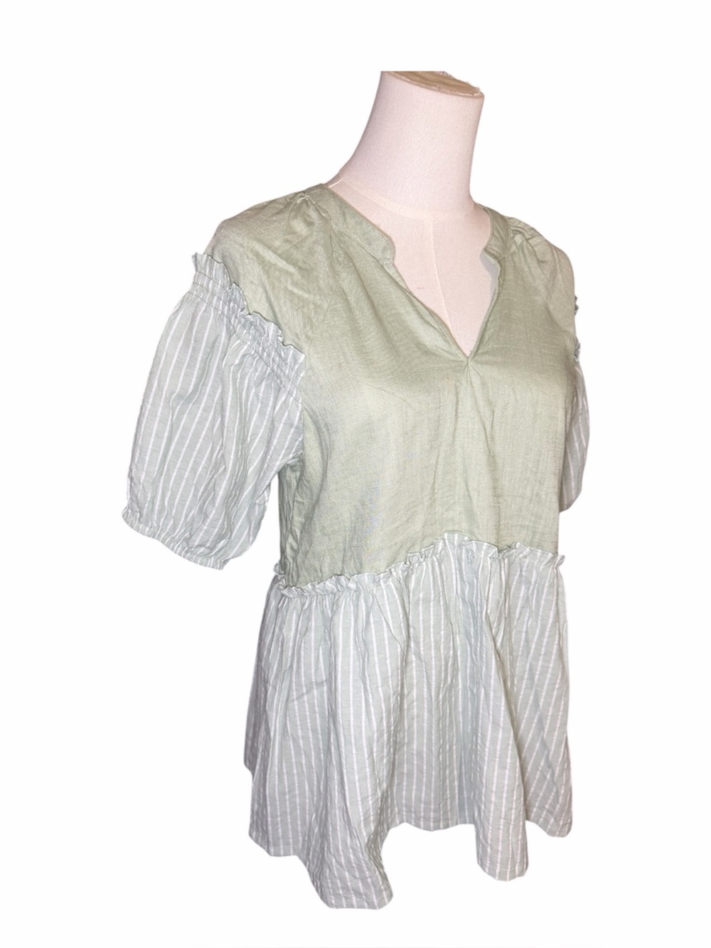 Umgee Sage Green Babydoll Blouse - Picture 6 of 8